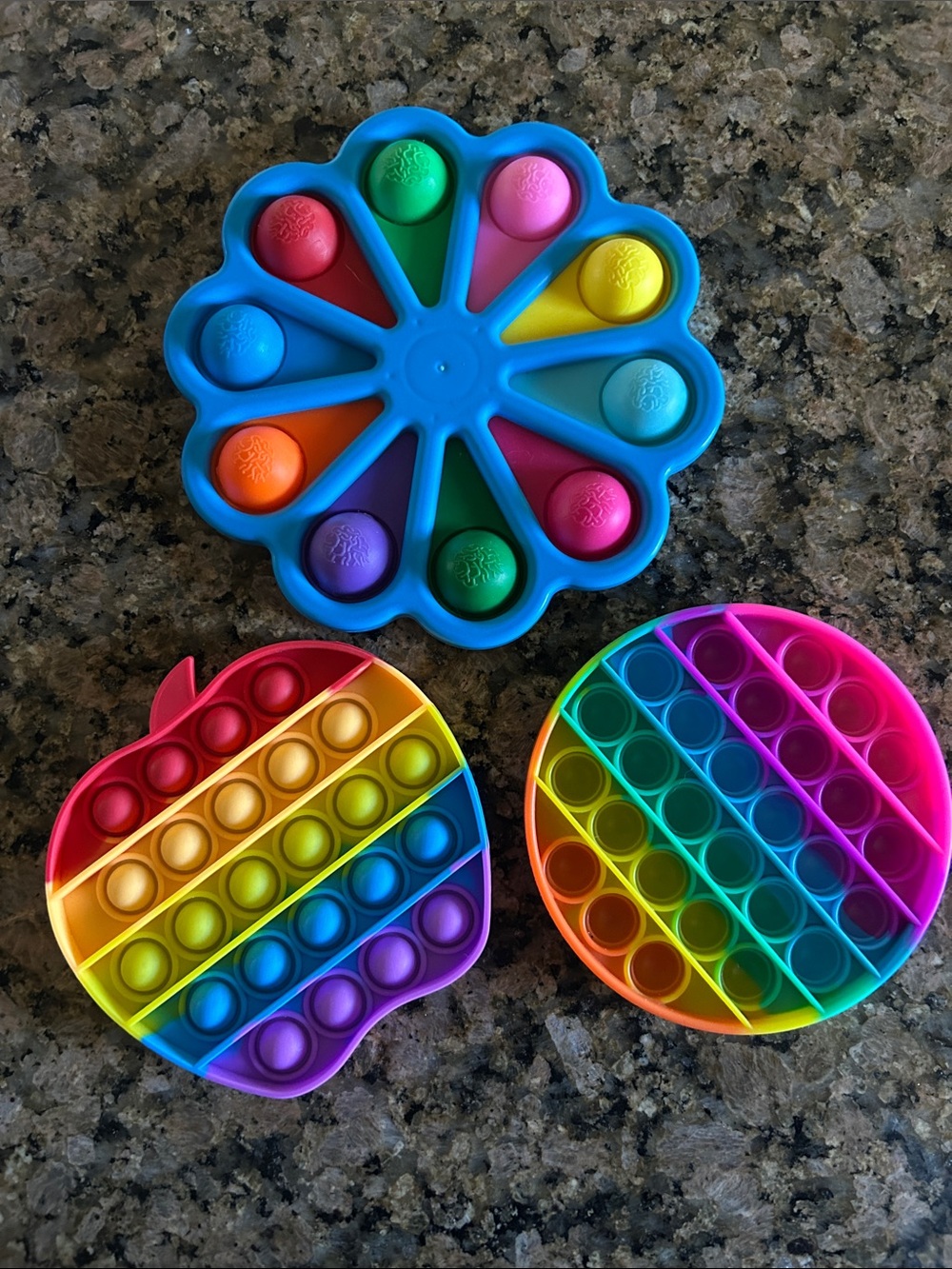 Rainbow Silicone Pop Fidget Toy Trio - Kids Stress Relief